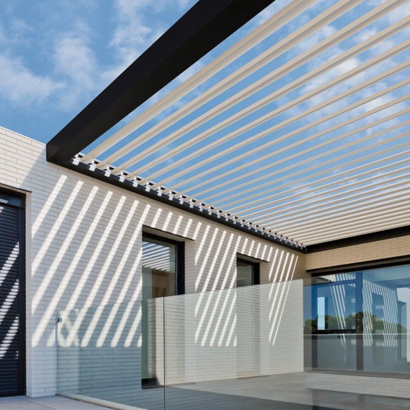 pergola aero entre dos paredes automatica blanca