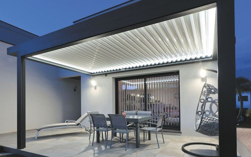 pergola solem automatica color gris aluminio
